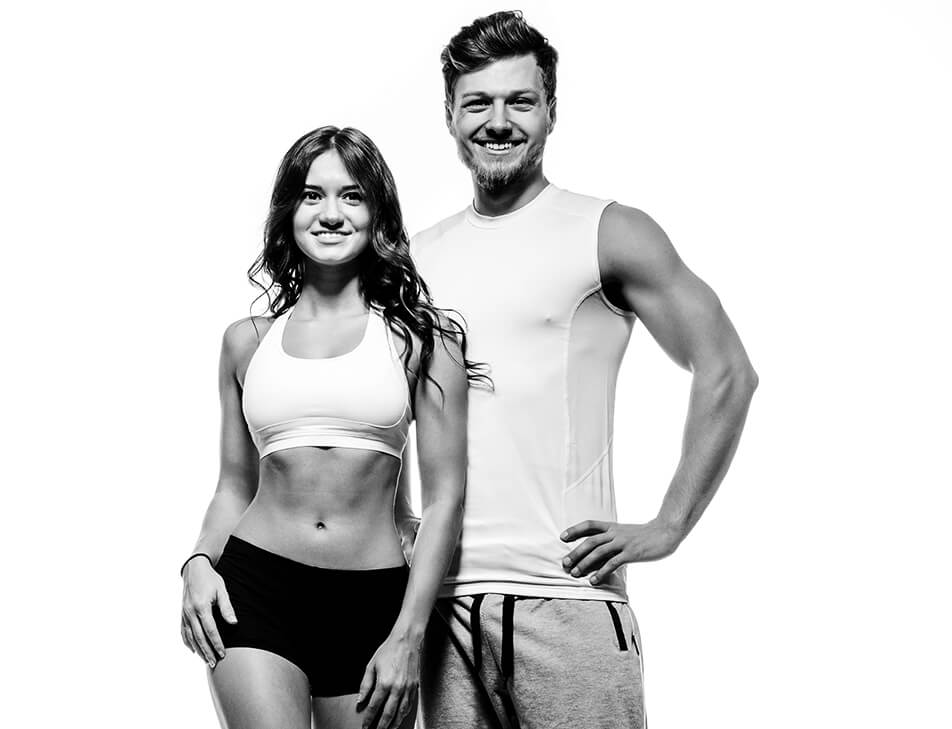 A young, fit couple displaying Cooltone® body shaping results